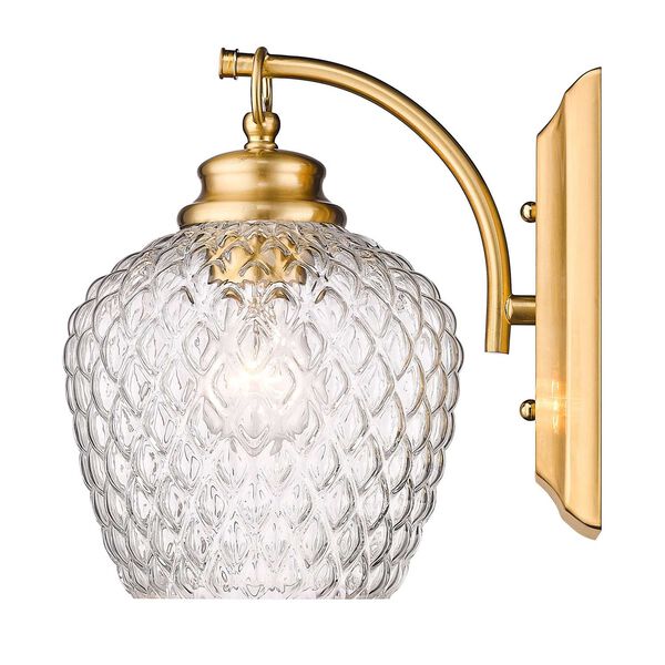 Adeline Modern Brushed Gold One-Light Wall Sconce with Clear Glass, image 2